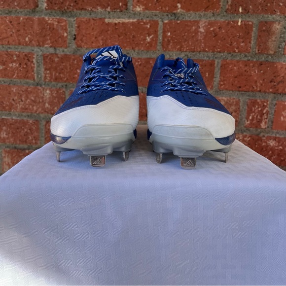 Adidas NWOB Power Alley 4 Size 14 US Metal Cleats Blue/White Baseball Shoes - Picture 3 of 12